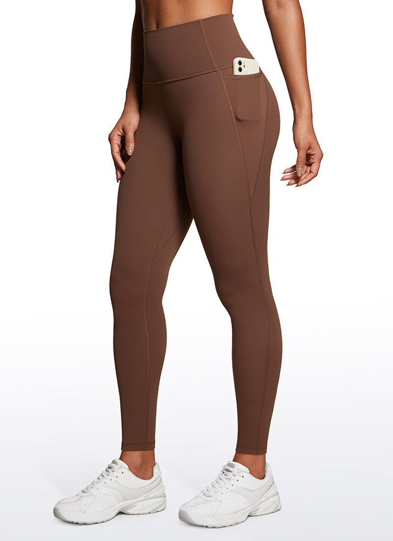 CRZ YOGA Mujer Leggings Deportivos con bolsillos de 28 Pulgadas Café Morena