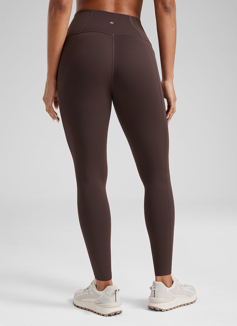 CRZ YOGA Mujer Leggings Deportivos con bolsillos de 28 Pulgadas Marrón Fudge Caliente