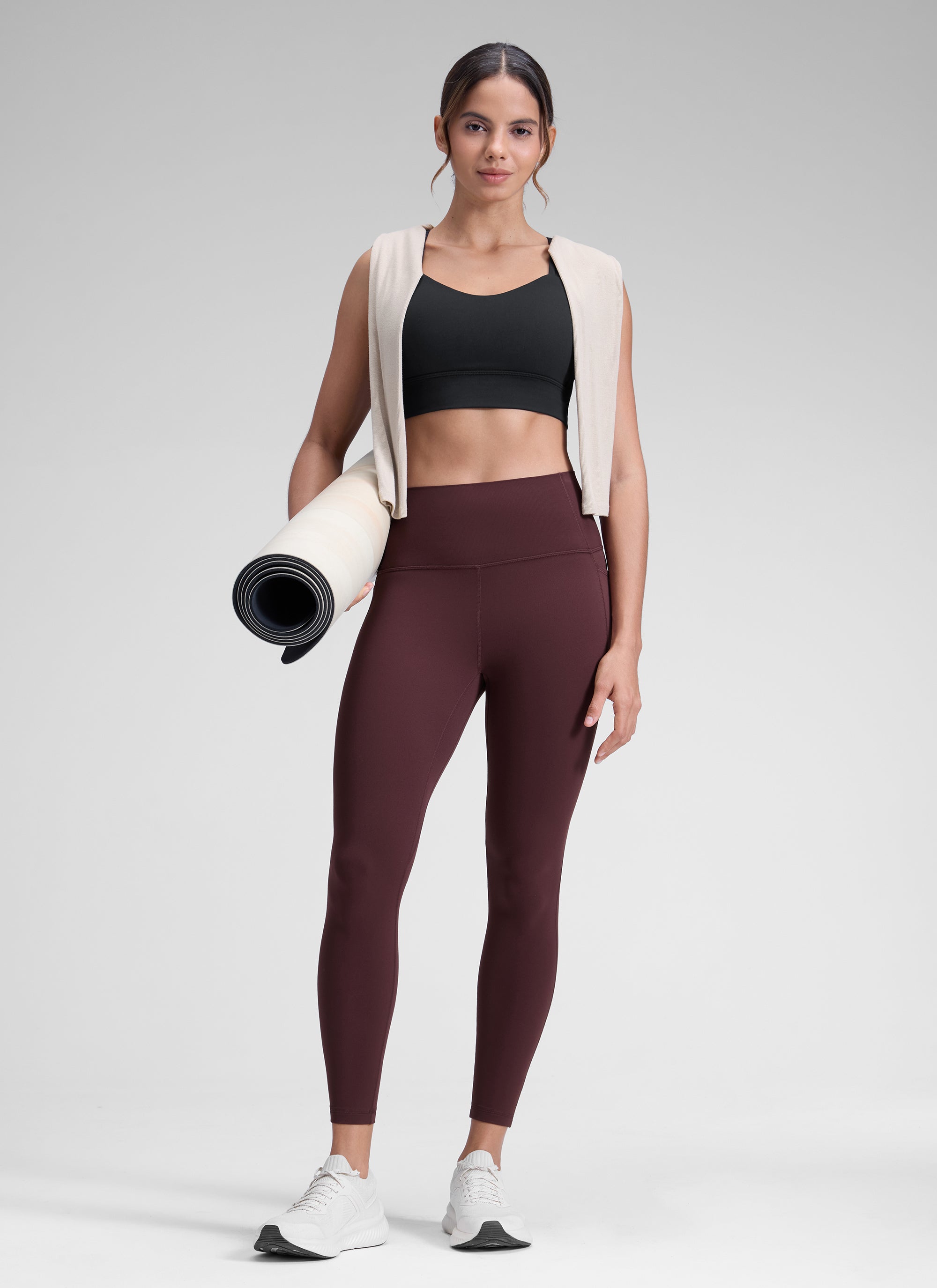 CRZ YOGA Mujer Leggings Deportivos con bolsillos de 28 Pulgadas Ciruela madura