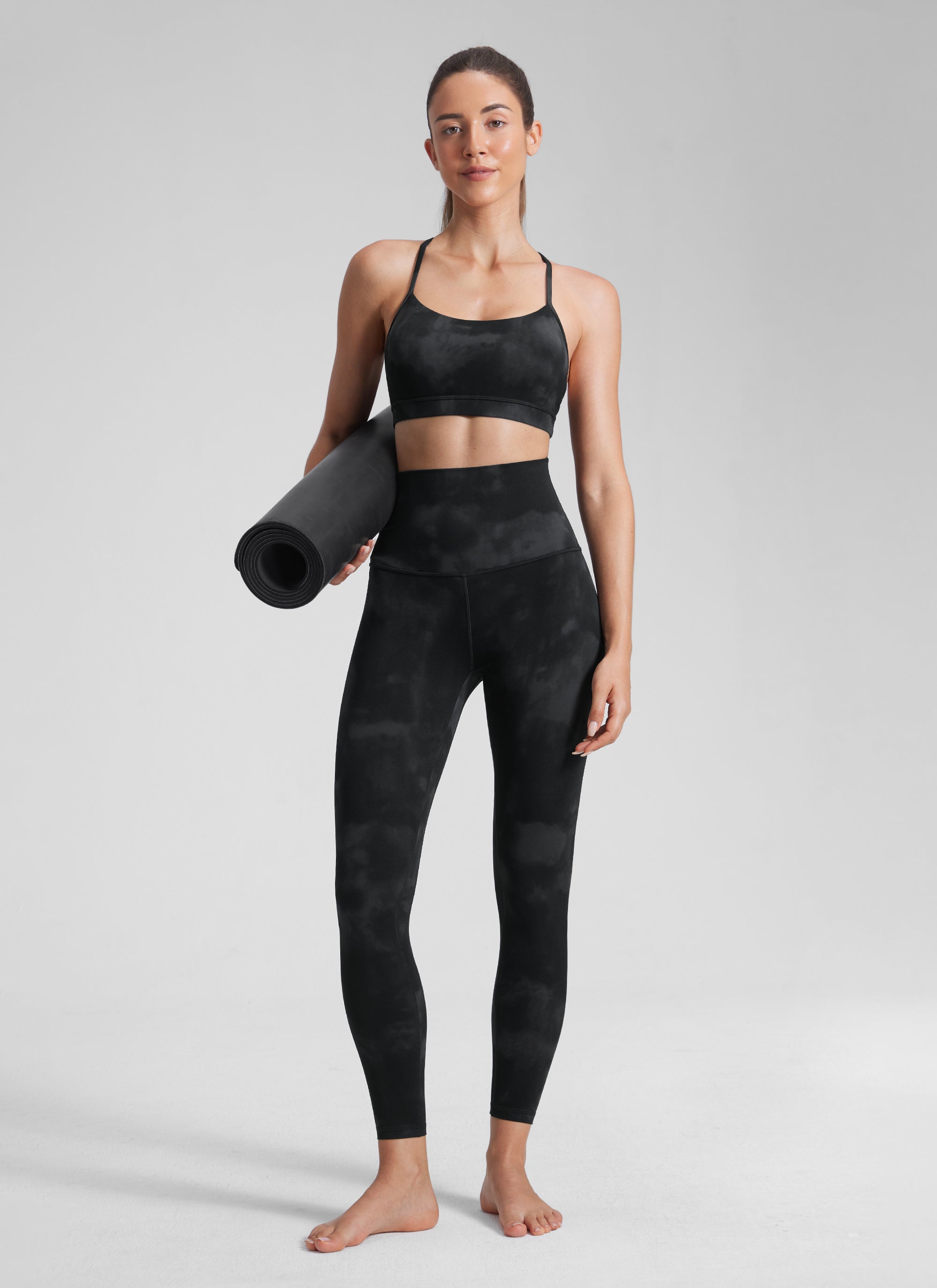 CRZ YOGA Butterluxe Leggings de Tiro Alto de 25 Pulgadas para Mujer Flores De Tinte Negro