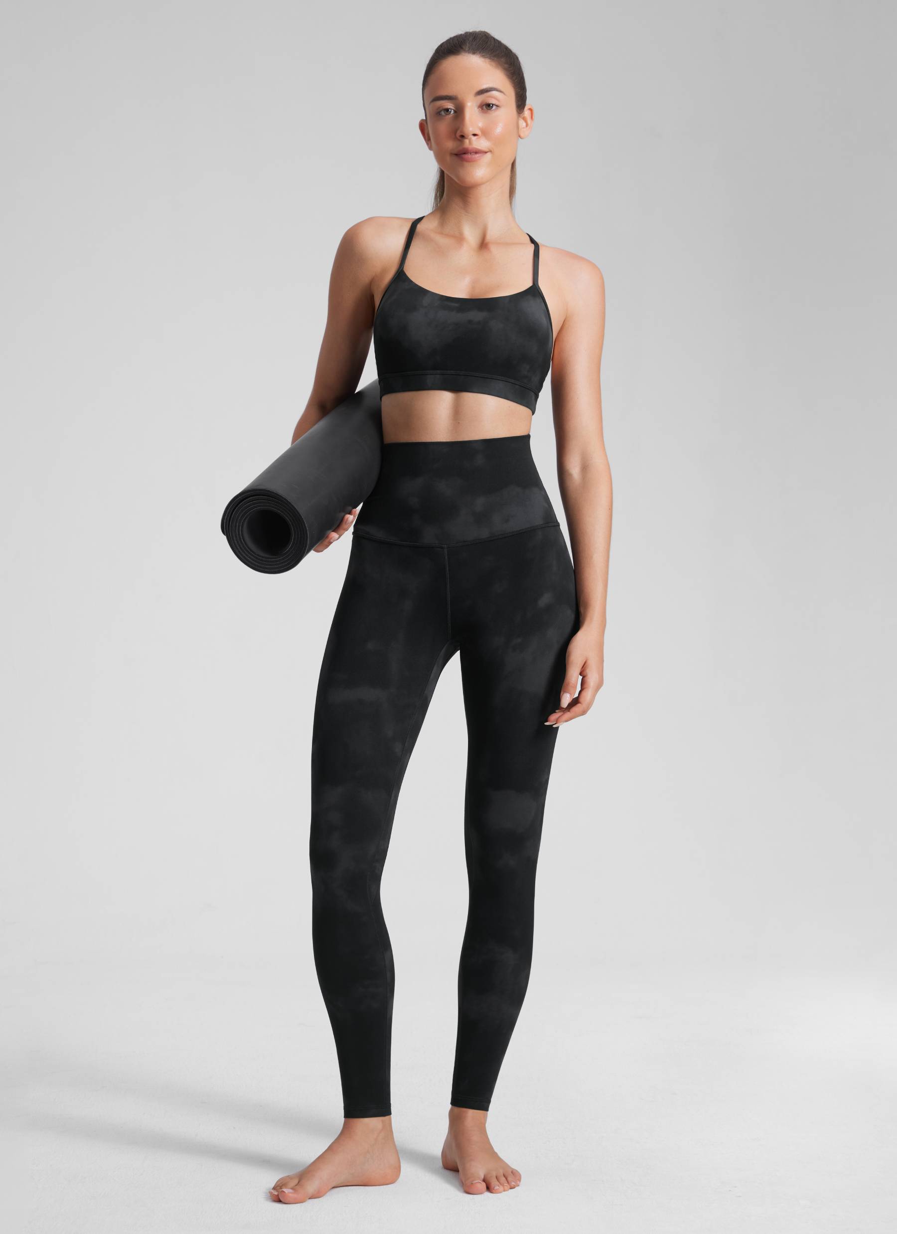 CRZ YOGA Butterluxe Leggings de Yoga de Cintura Alta para Mujer Flores De Tinte Negro