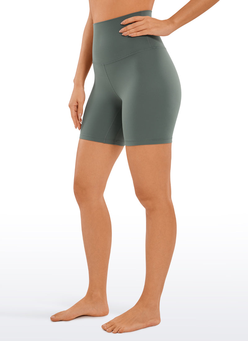 CRZ YOGA Butterluxe Leggings Cortos de Talle Superalto de 6 Pulgadas para Mujer Salvia gris