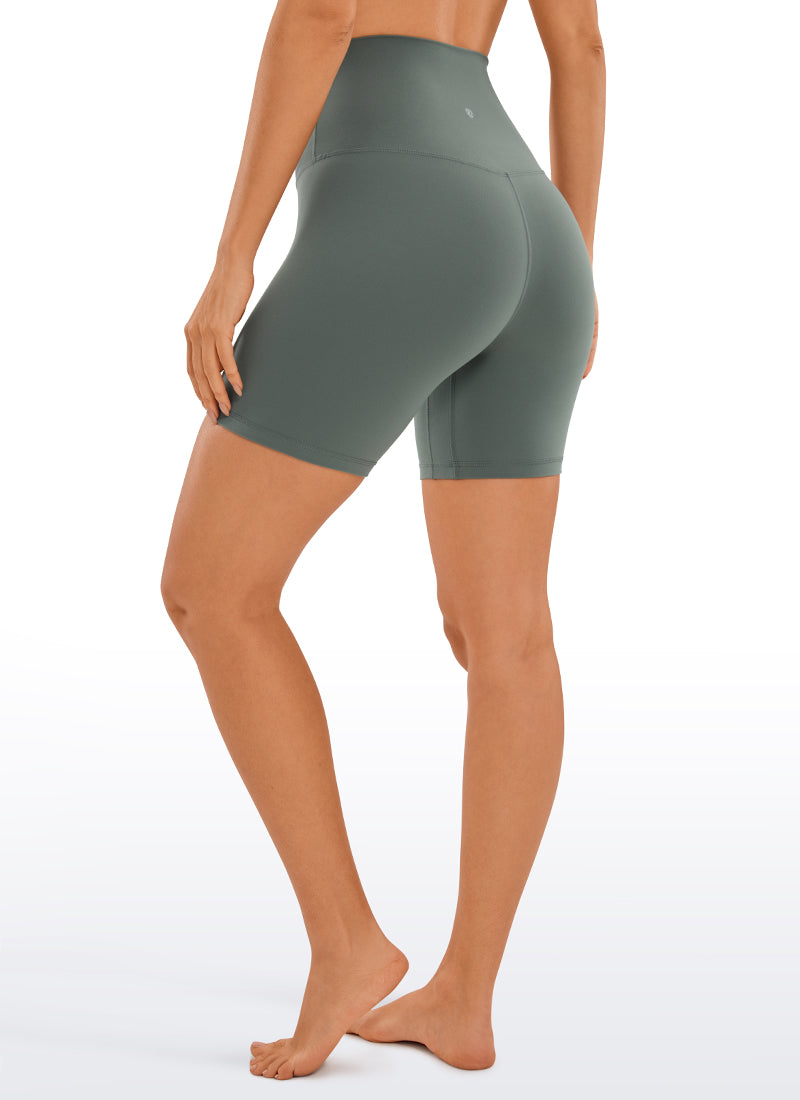 CRZ YOGA Butterluxe Leggings Cortos de Talle Superalto de 6 Pulgadas para Mujer Salvia gris