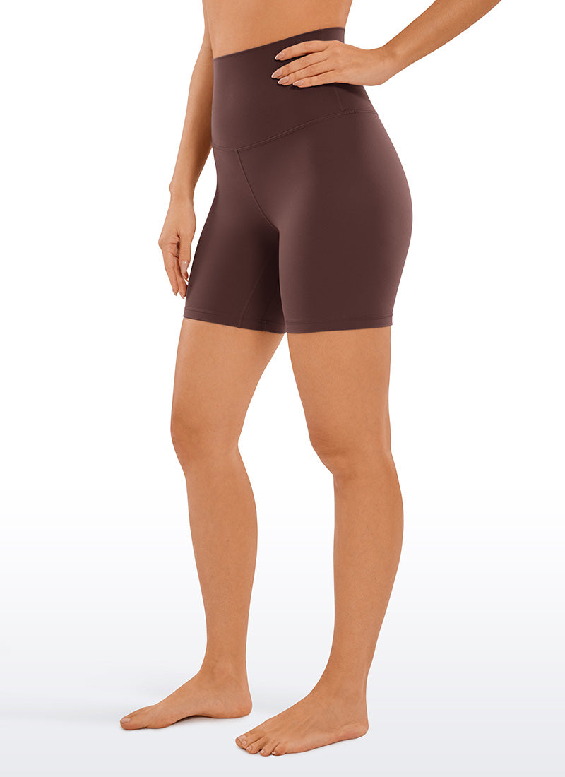 CRZ YOGA Butterluxe Leggings Cortos de Talle Superalto de 6 Pulgadas para Mujer Gris pardo