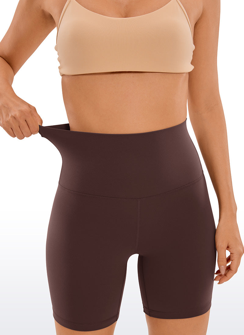 CRZ YOGA Butterluxe Leggings Cortos de Talle Superalto de 6 Pulgadas para Mujer Gris pardo