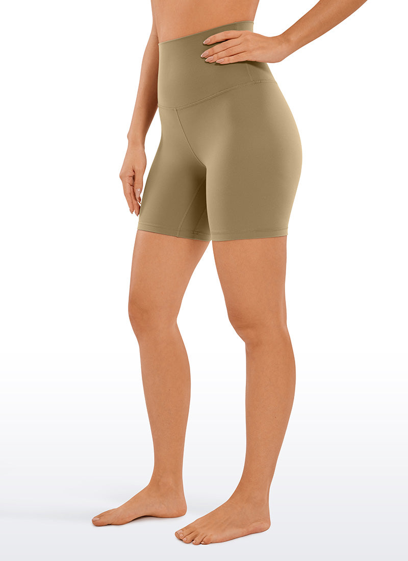 CRZ YOGA Butterluxe Leggings Cortos de Talle Superalto de 6 Pulgadas para Mujer Marrón Soul