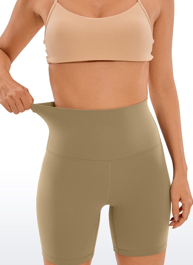 CRZ YOGA Butterluxe Leggings Cortos de Talle Superalto de 6 Pulgadas para Mujer Marrón Soul