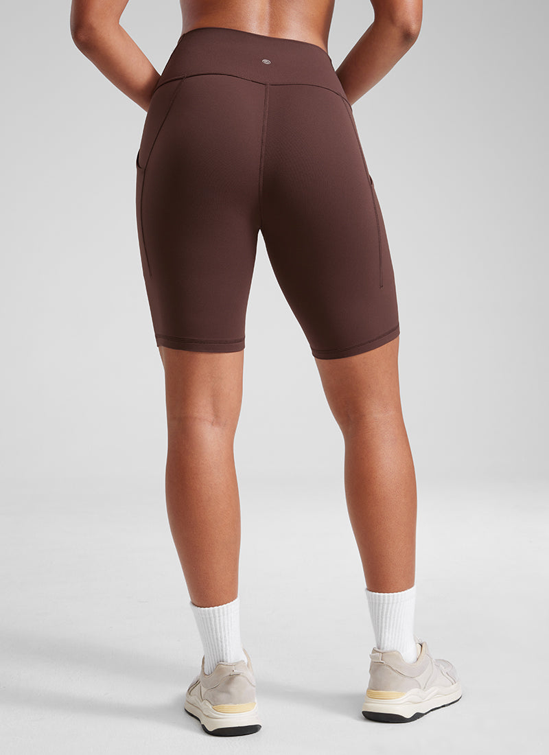 CRZ YOGA Butterluxe Leggings Cortos con Bolsillos de 8 Pulgadas para Mujer Gris pardo