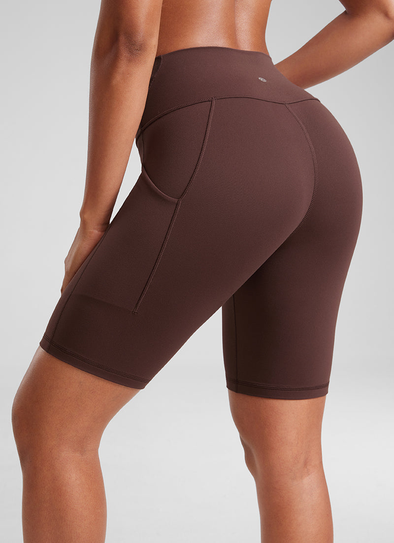 CRZ YOGA Butterluxe Leggings Cortos con Bolsillos de 8 Pulgadas para Mujer Gris pardo