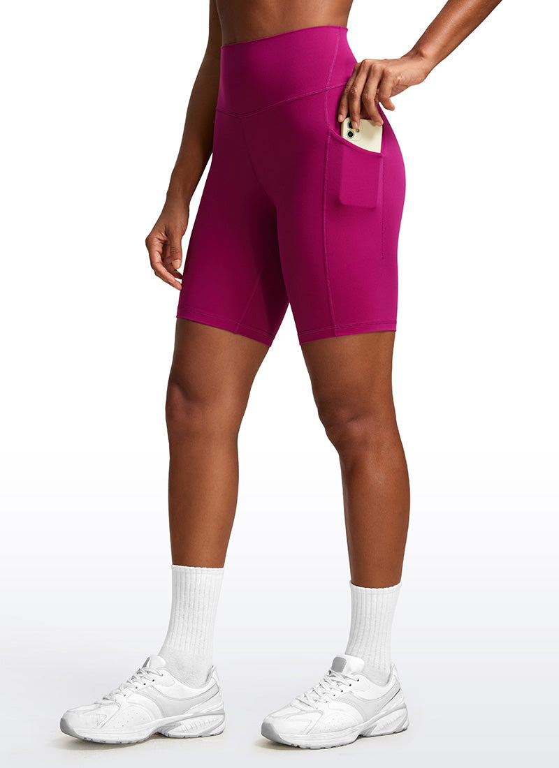 CRZ YOGA Butterluxe Leggings Cortos con Bolsillos de 8 Pulgadas para Mujer Magenta Púrpura