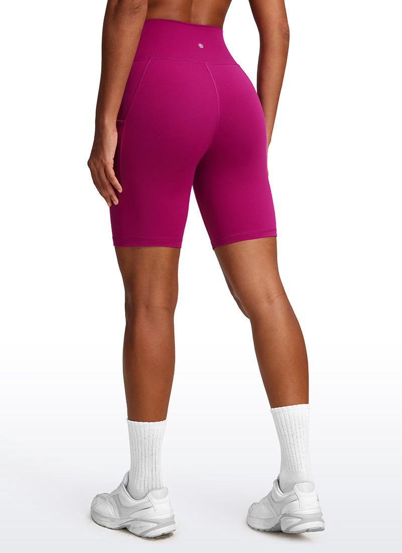 CRZ YOGA Butterluxe Leggings Cortos con Bolsillos de 8 Pulgadas para Mujer Magenta Púrpura