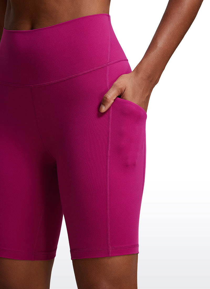 CRZ YOGA Butterluxe Leggings Cortos con Bolsillos de 8 Pulgadas para Mujer Magenta Púrpura