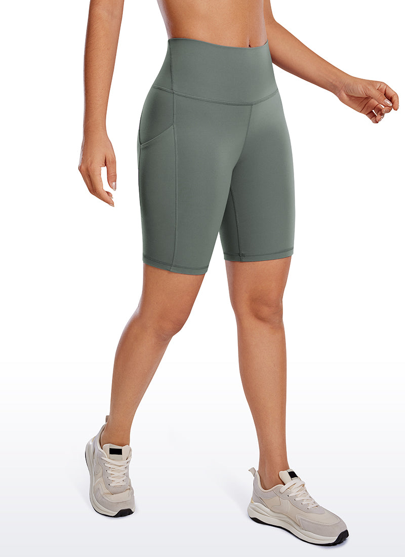 CRZ YOGA Butterluxe Leggings Cortos con Bolsillos de 8 Pulgadas para Mujer Salvia gris