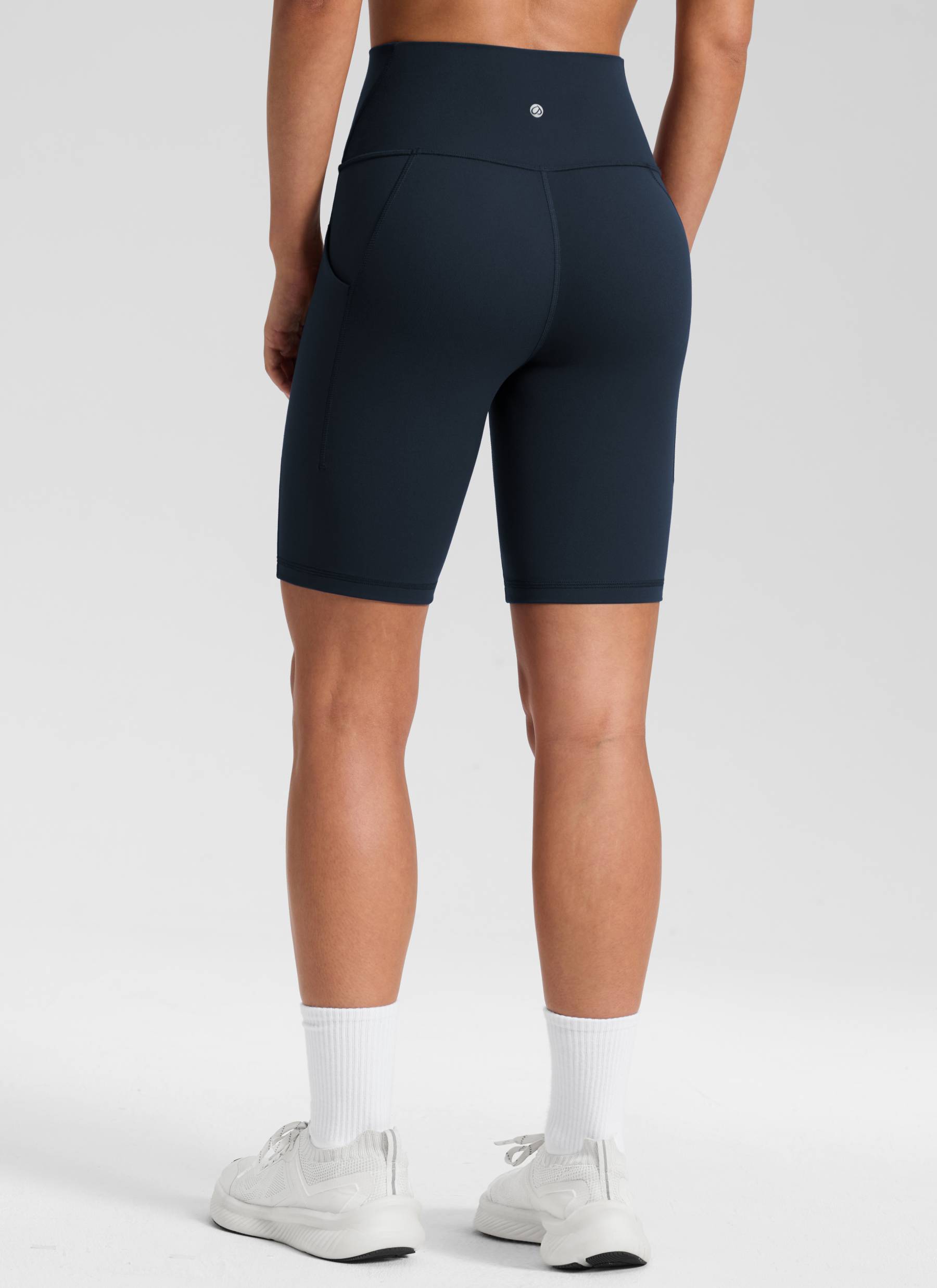 CRZ YOGA Butterluxe Leggings Cortos con Bolsillos de 8 Pulgadas para Mujer True Navy