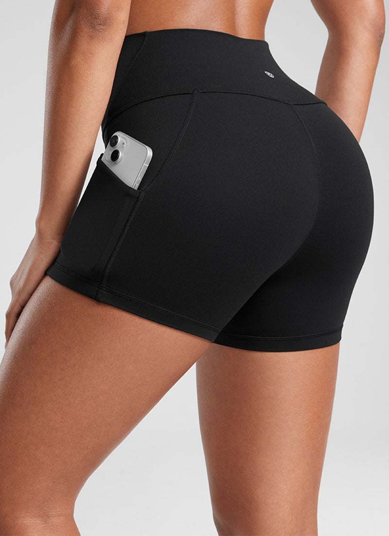 CRZ YOGA Butterluxe Leggings Cortos con Bolsillos de 3 Pulgadas para Mujer Negro