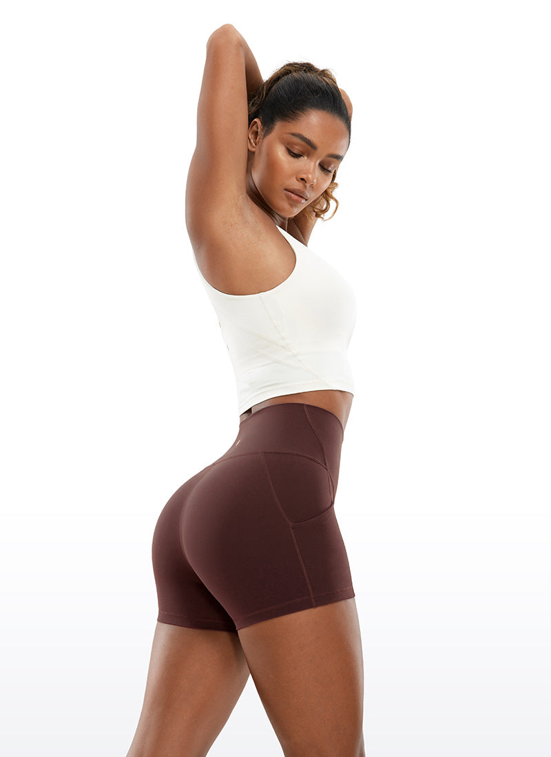 CRZ YOGA Butterluxe Leggings Cortos con Bolsillos de 3 Pulgadas para Mujer Gris pardo