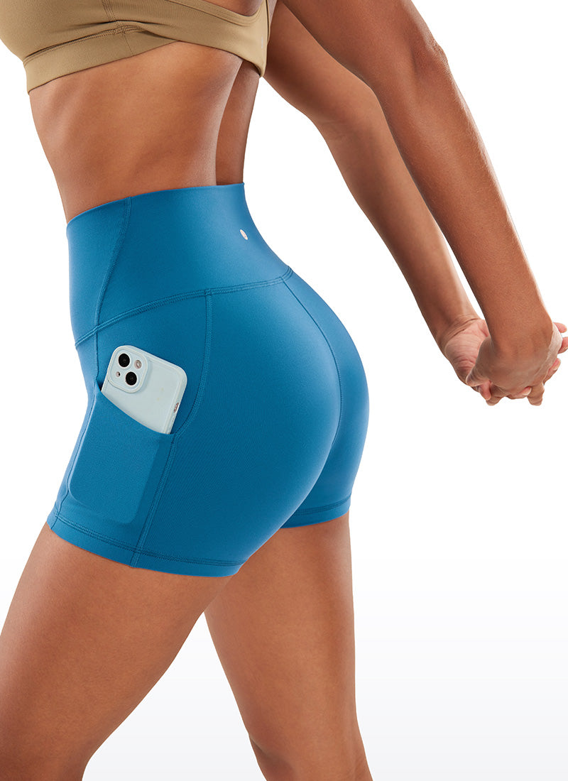 CRZ YOGA Butterluxe Leggings Cortos con Bolsillos de 3 Pulgadas para Mujer Azul supersónico