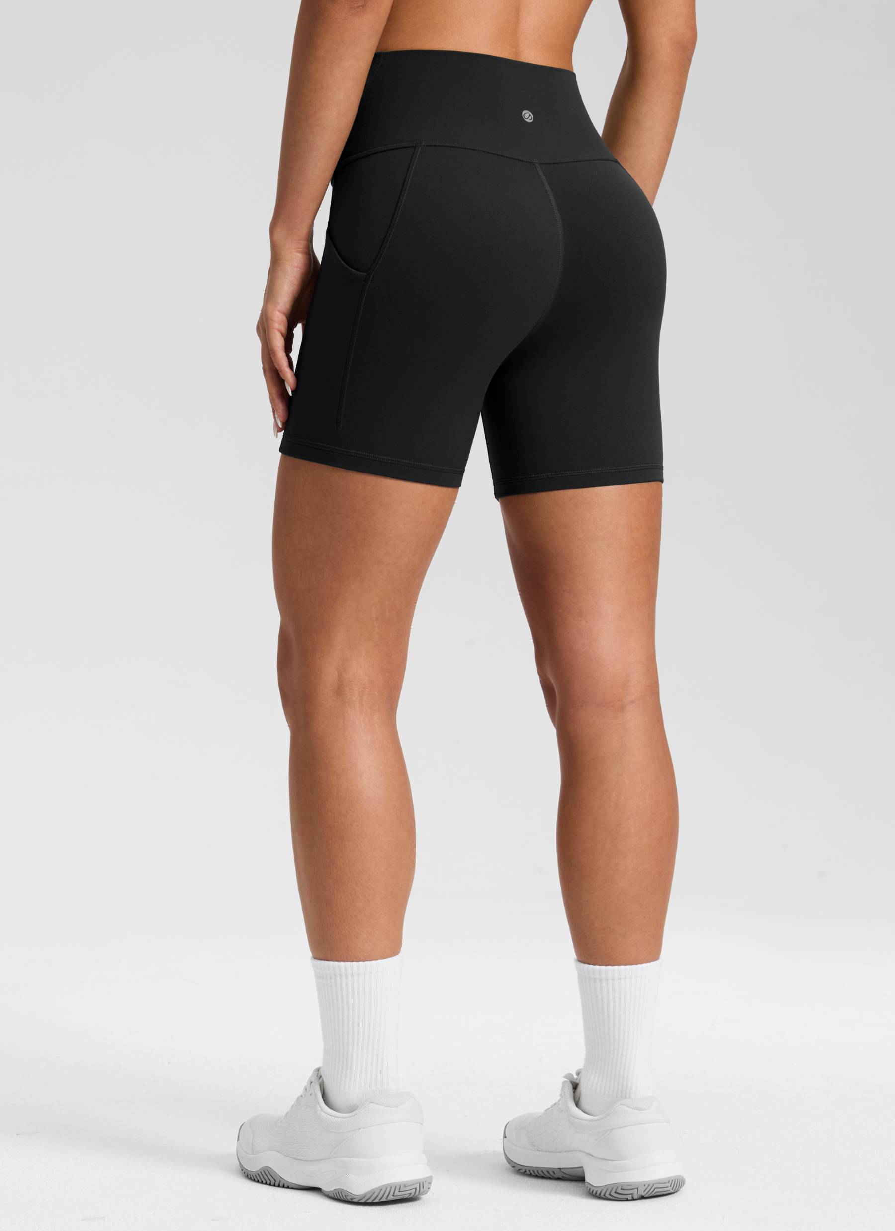 CRZ YOGA Butterluxe Leggings Cortos con Bolsillos de 5 Pulgadas para Mujer Negro