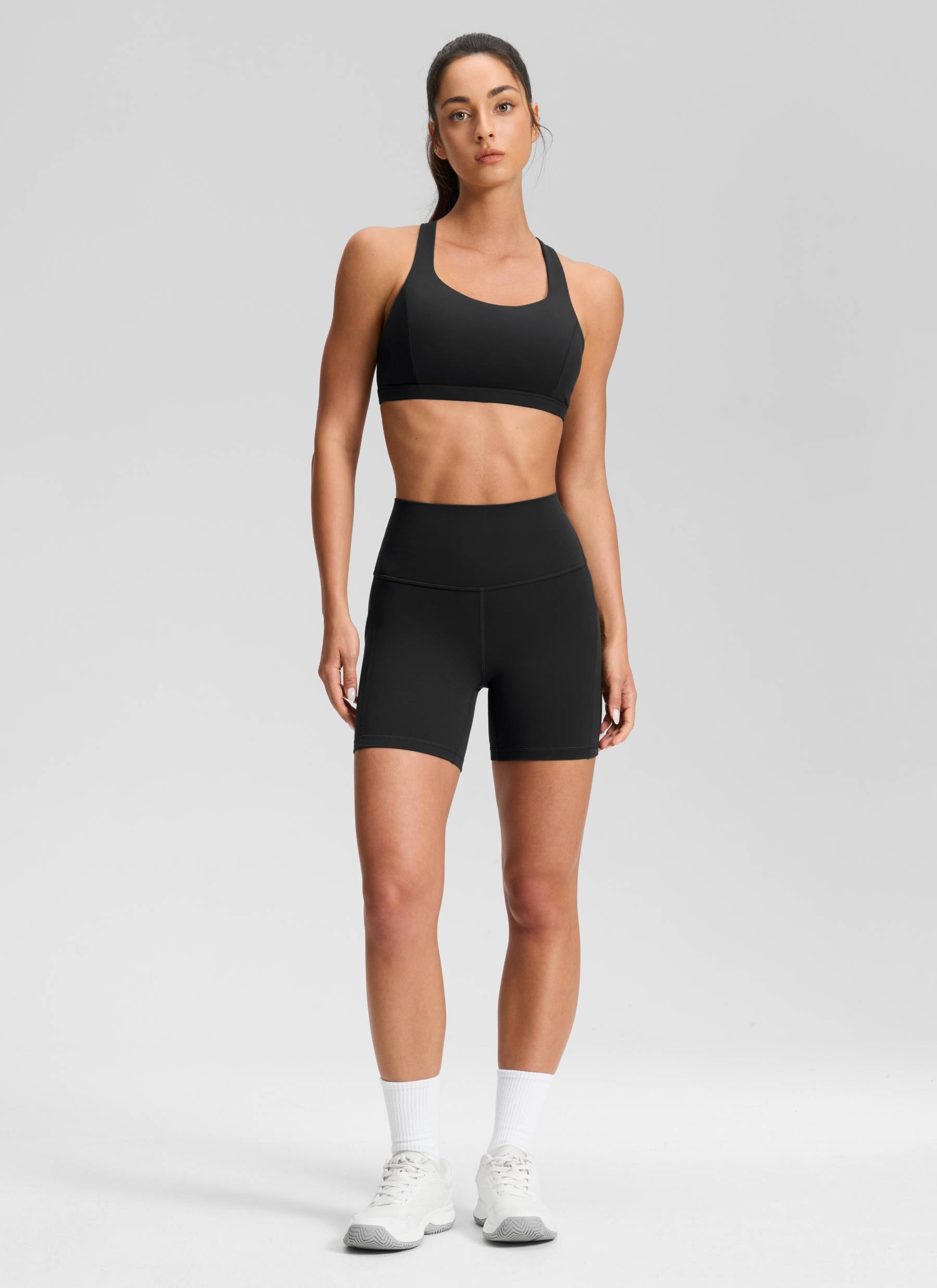 CRZ YOGA Butterluxe Leggings Cortos con Bolsillos de 5 Pulgadas para Mujer Negro