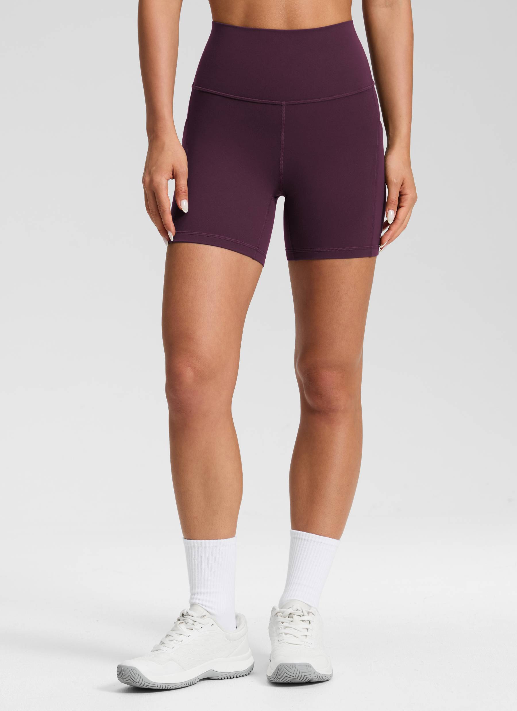 CRZ YOGA Butterluxe Leggings Cortos con Bolsillos de 5 Pulgadas para Mujer Deep Purple