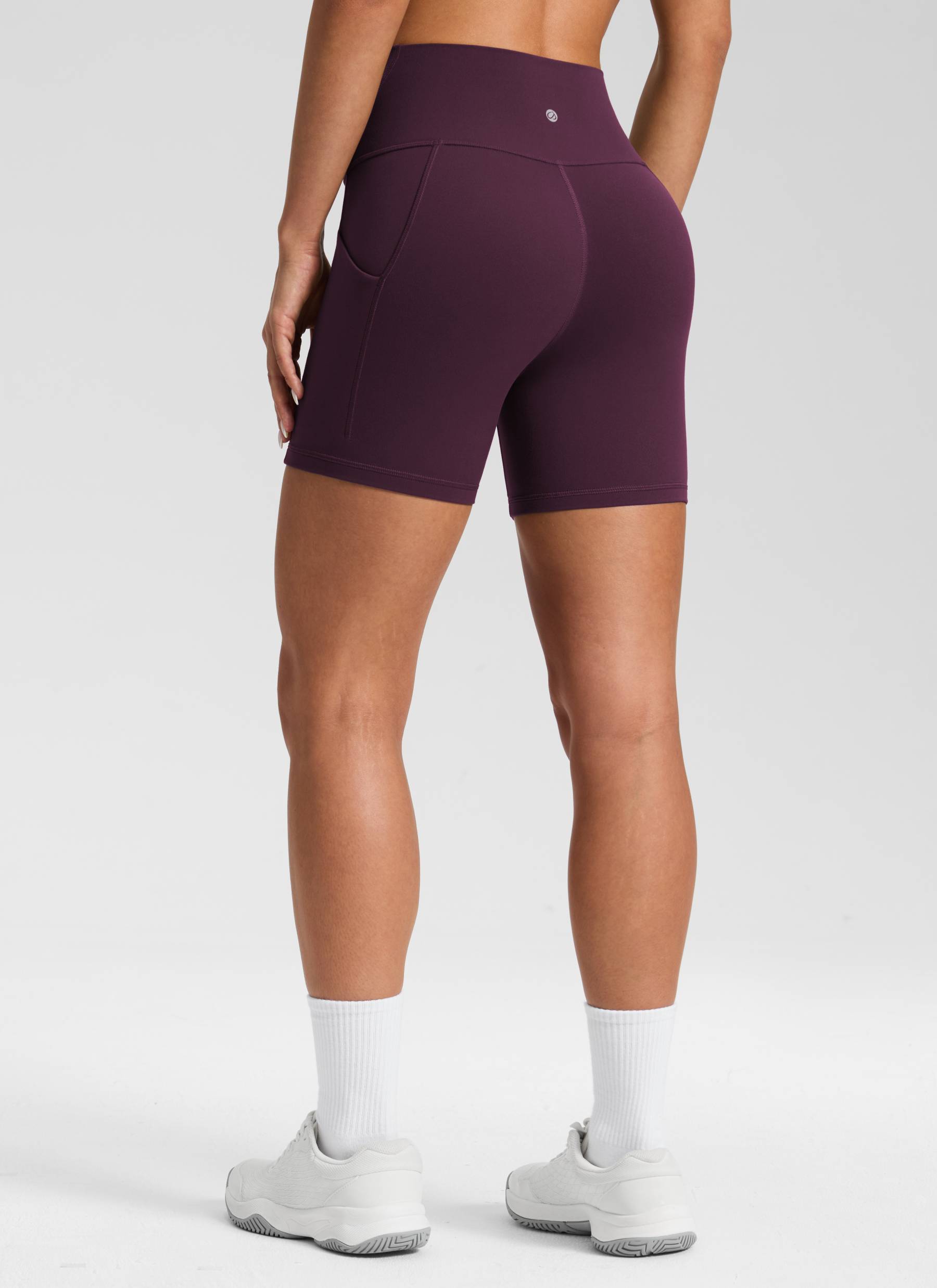 CRZ YOGA Butterluxe Leggings Cortos con Bolsillos de 5 Pulgadas para Mujer Deep Purple