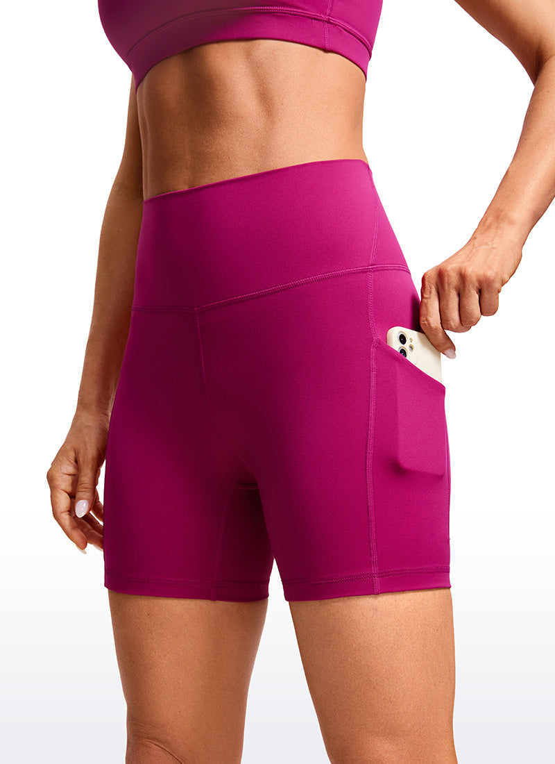 CRZ YOGA Butterluxe Leggings Cortos con Bolsillos de 5 Pulgadas para Mujer Magenta Púrpura