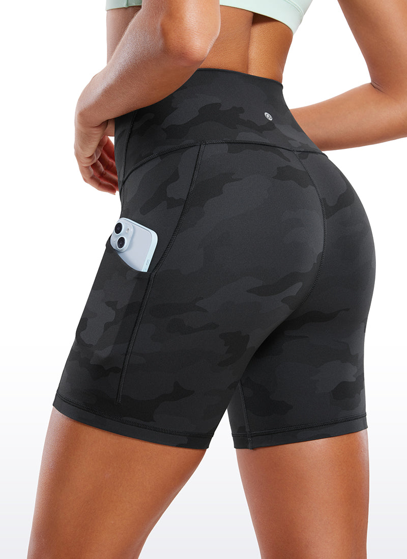 CRZ YOGA Butterluxe Leggings Cortos con Bolsillos de 5 Pulgadas para Mujer Gris oscuro Camuflaje 2