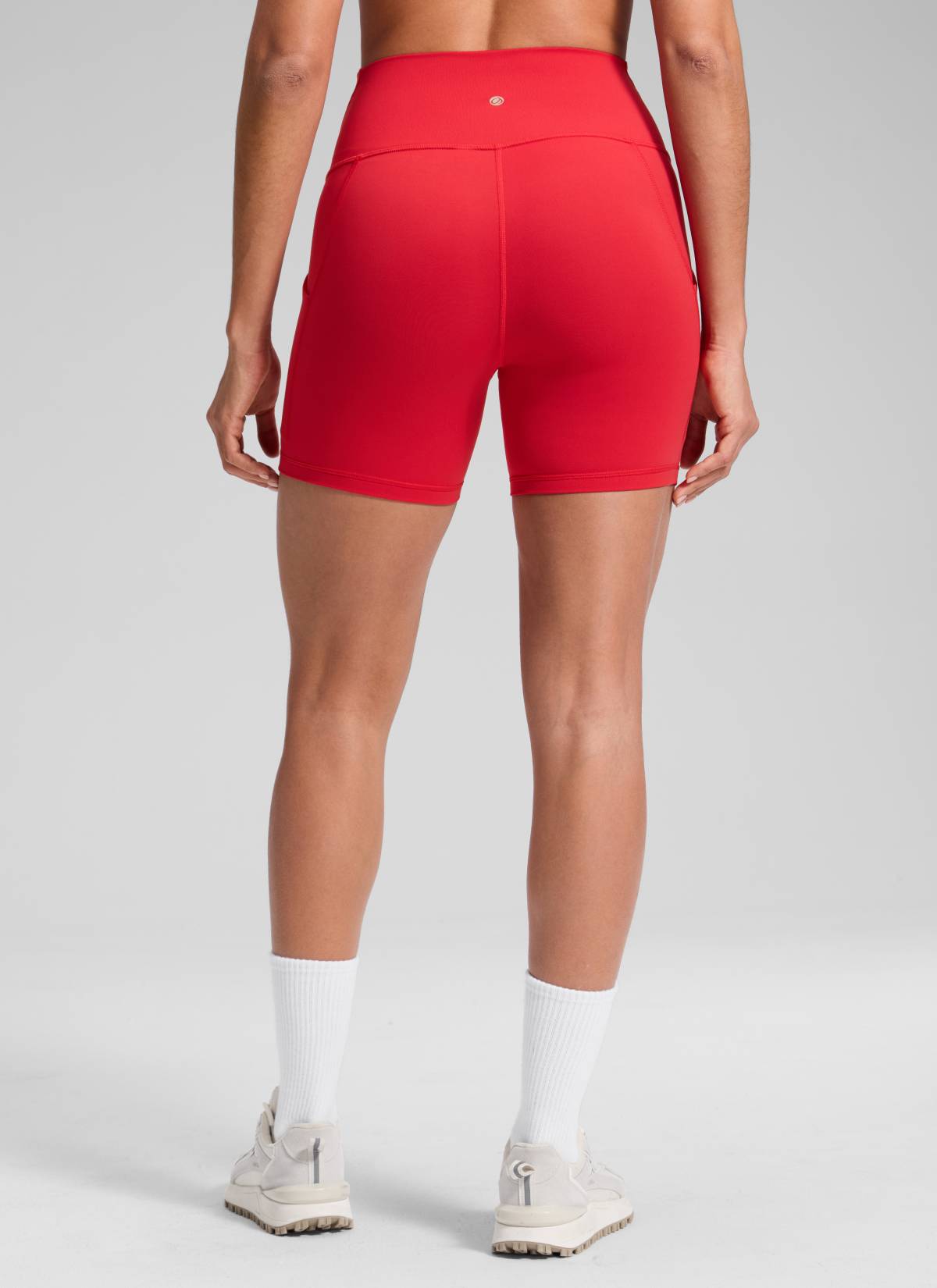 CRZ YOGA Butterluxe Leggings Cortos con Bolsillos de 5 Pulgadas para Mujer Rojo Aurora