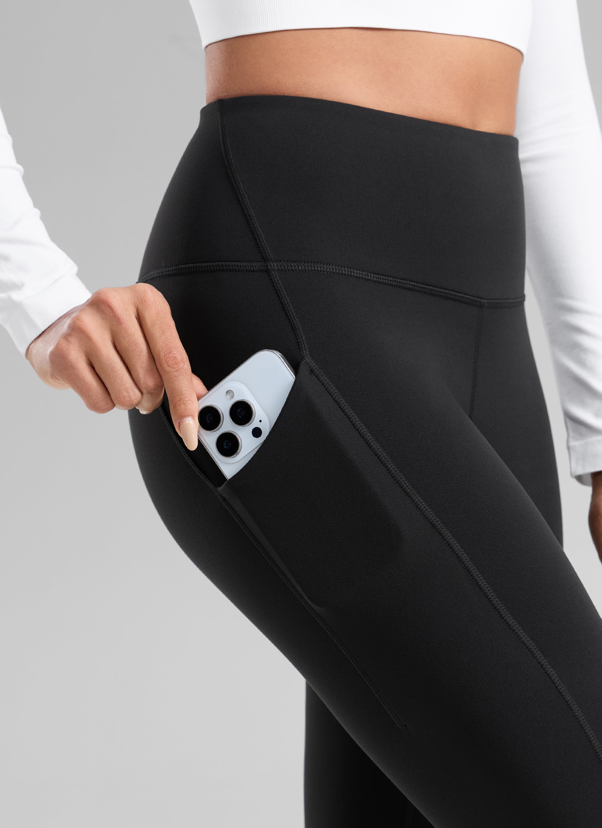 CRZ YOGA Leggings con Bolsillos Water-resistant Fleece Lined 28 pulg. Negro