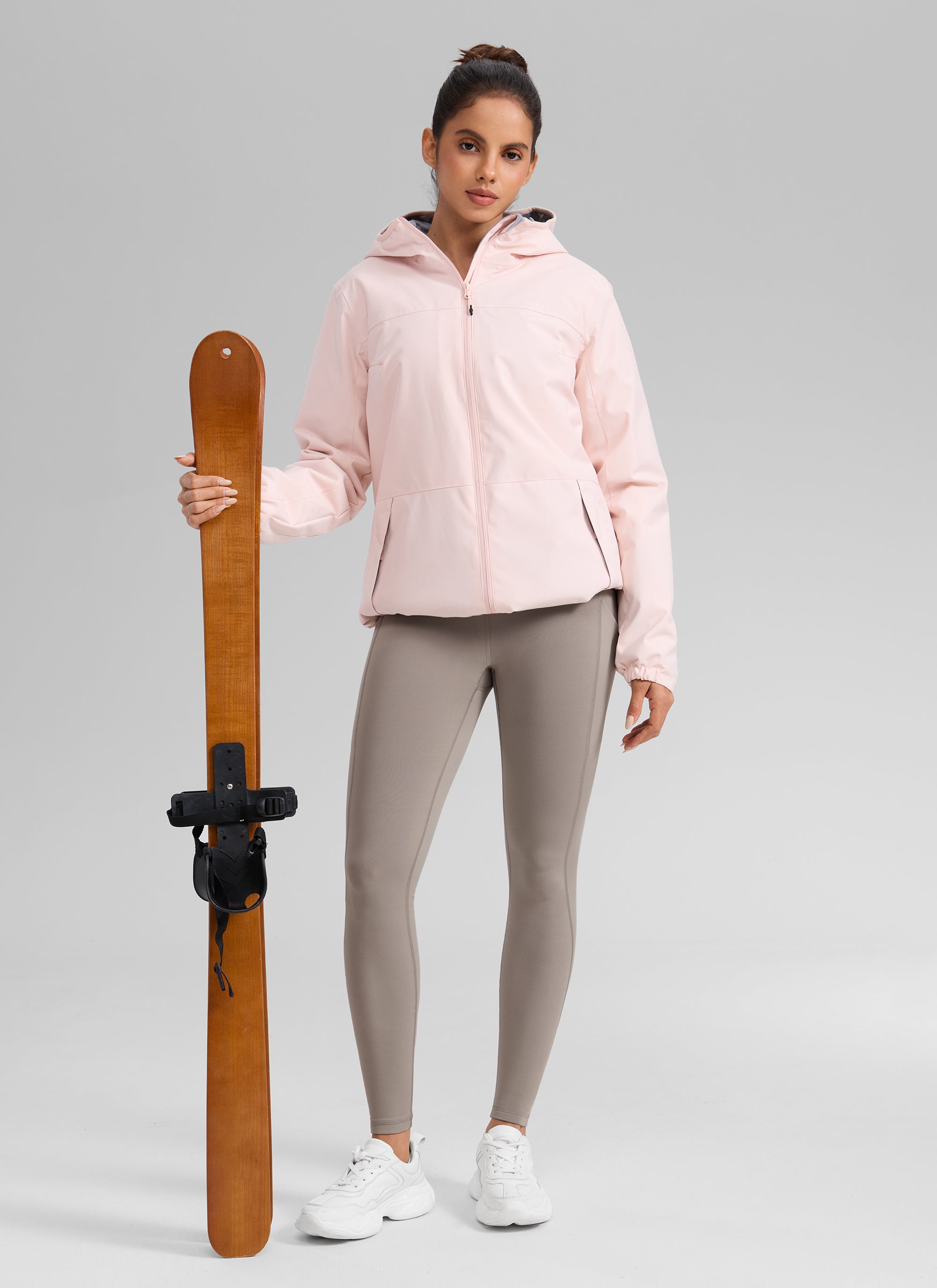 CRZ YOGA Leggings con Bolsillos Water-resistant Fleece Lined 28 pulg. Creamy Latte