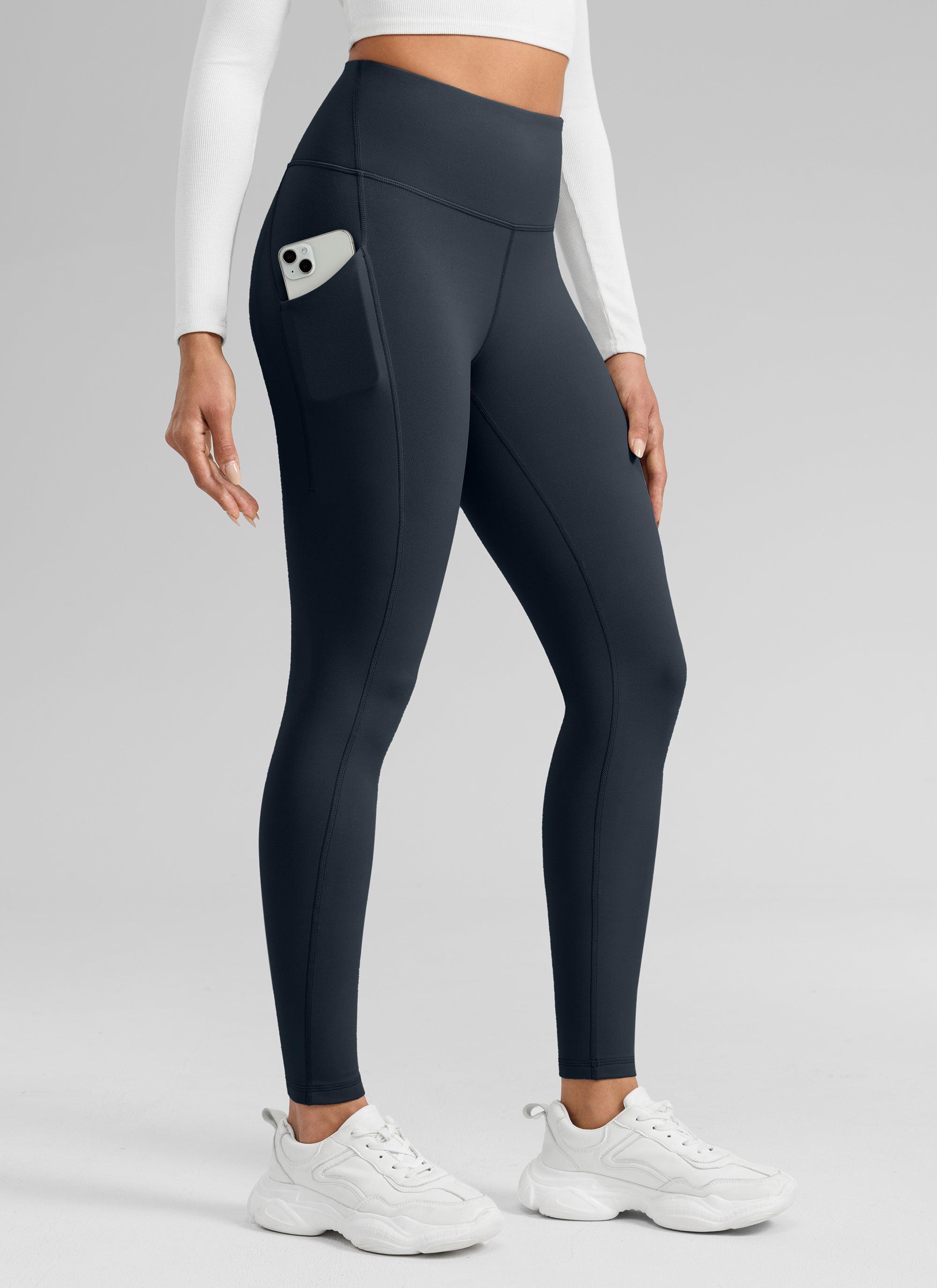 CRZ YOGA Leggings con Bolsillos Water-resistant Fleece Lined 28 pulg. True Navy