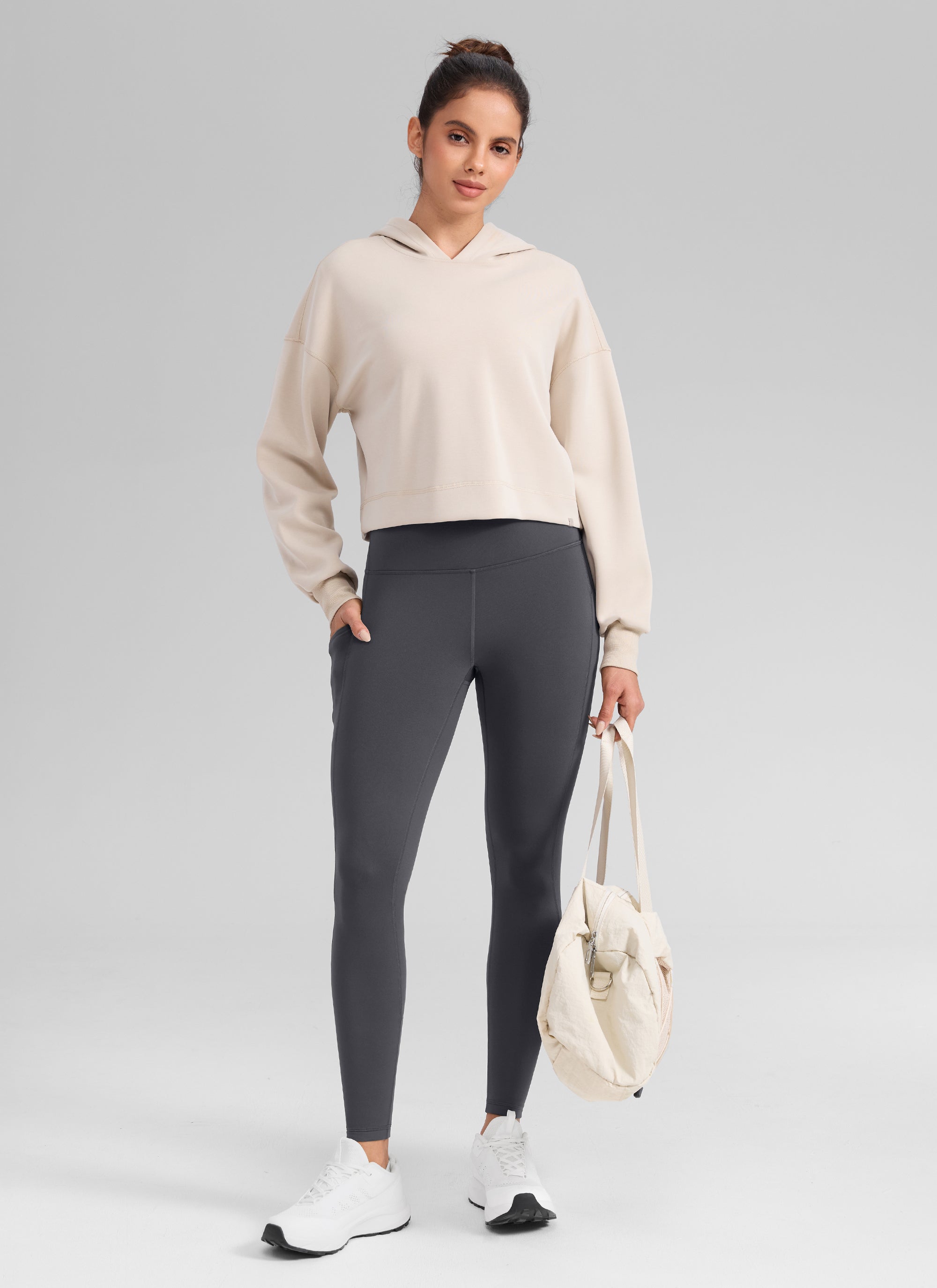 CRZ YOGA Leggings con Bolsillos Water-resistant Fleece Lined 28 pulg. Gris misterioso