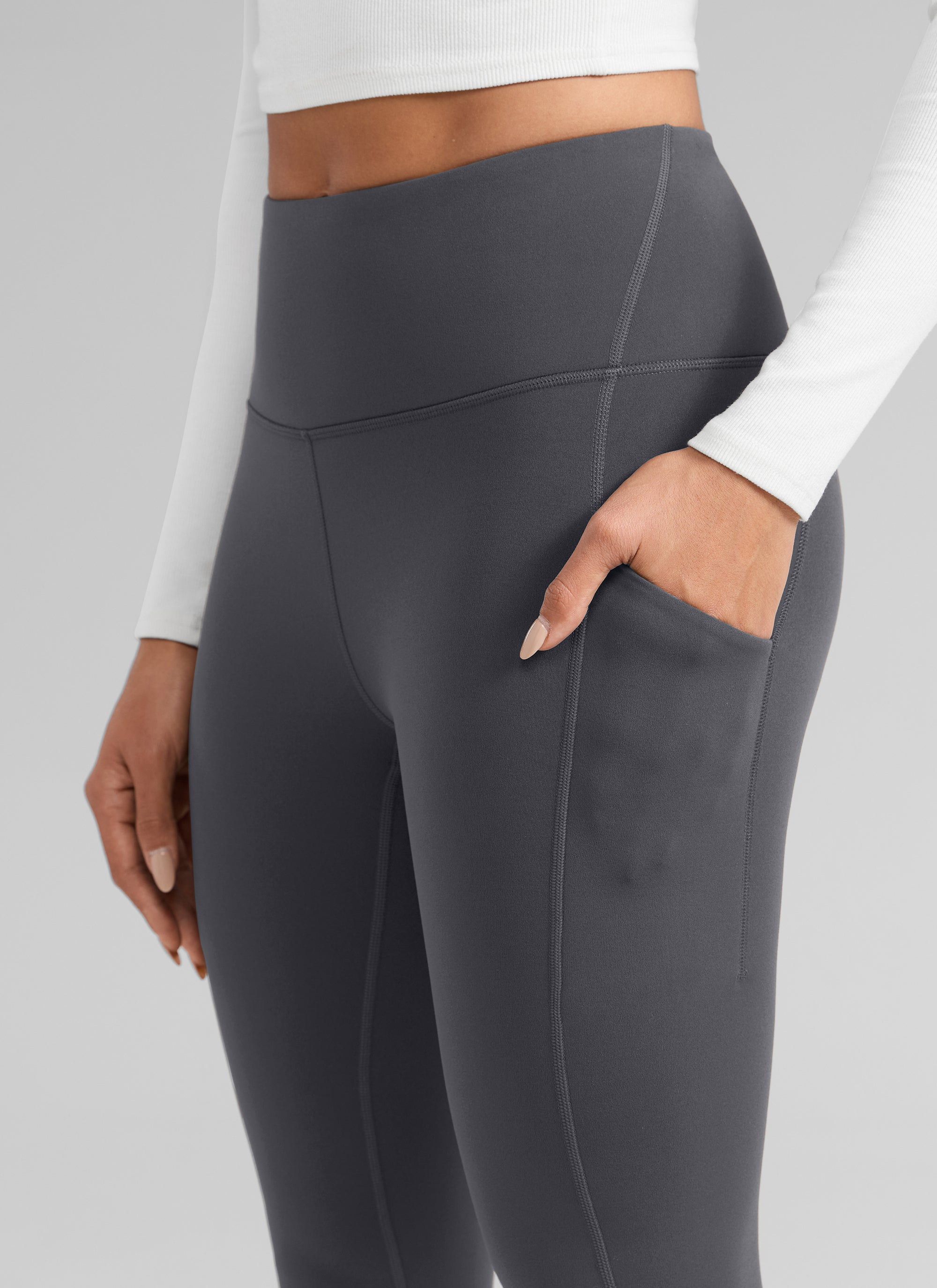 CRZ YOGA Leggings con Bolsillos Water-resistant Fleece Lined 28 pulg. Gris misterioso