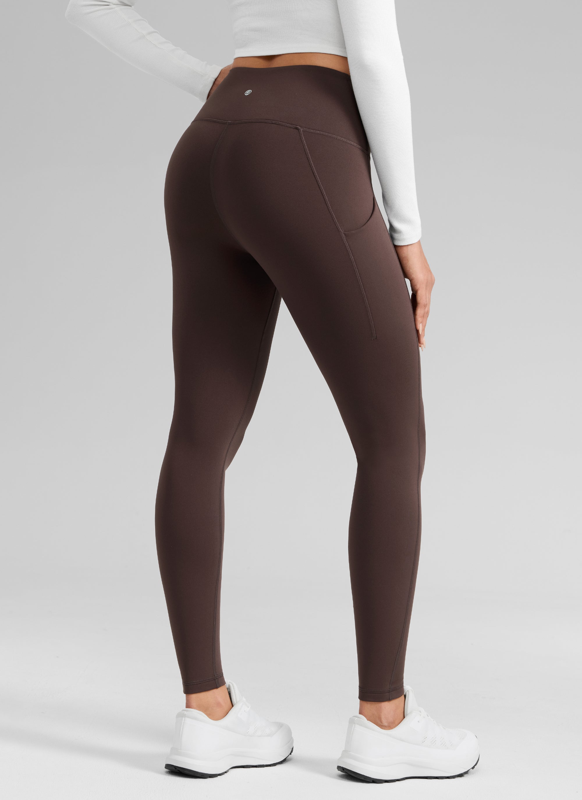 CRZ YOGA Leggings con Bolsillos Water-resistant Fleece Lined 28 pulg. Marrón Fudge Caliente