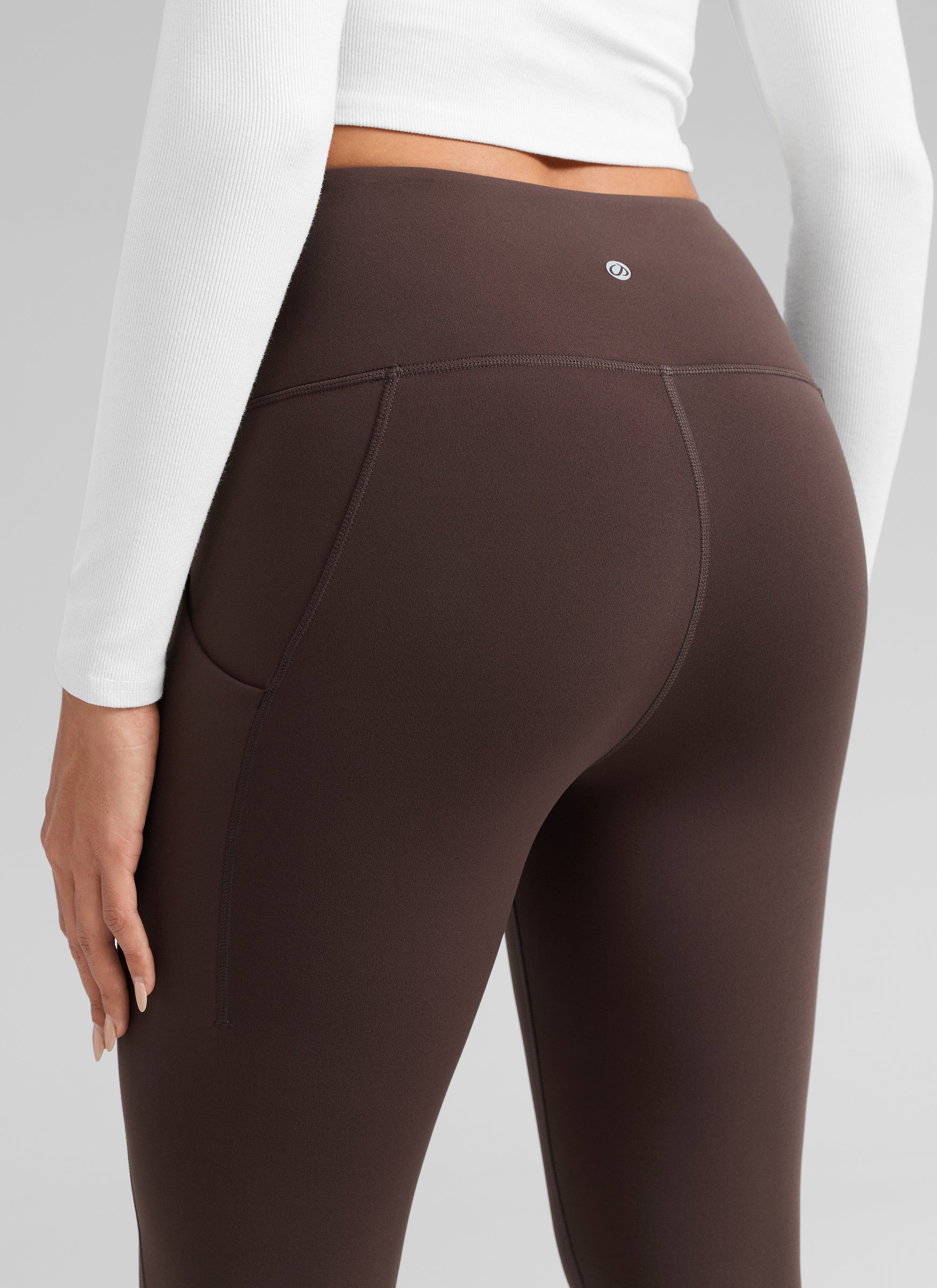 CRZ YOGA Leggings con Bolsillos Water-resistant Fleece Lined 28 pulg. Marrón Fudge Caliente