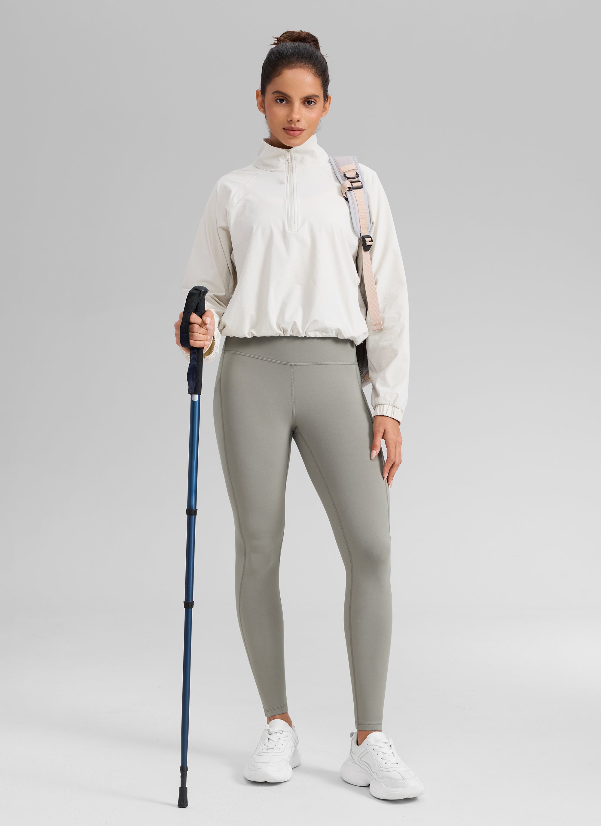 CRZ YOGA Leggings con Bolsillos Water-resistant Fleece Lined 28 pulg. Gris roca