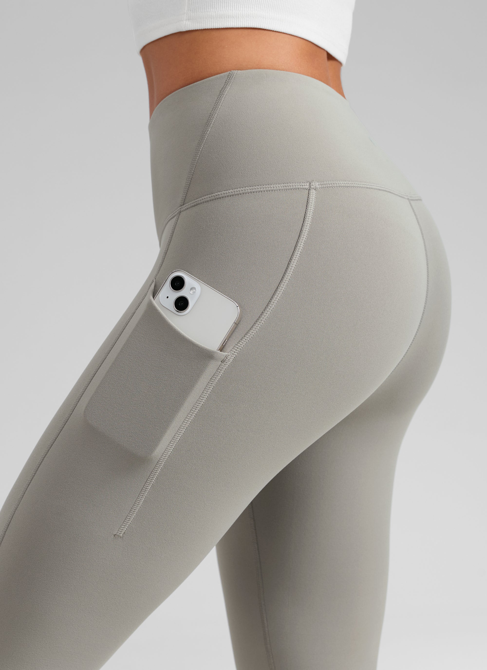 CRZ YOGA Leggings con Bolsillos Water-resistant Fleece Lined 28 pulg. Gris roca