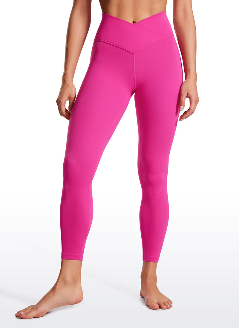 CRZ YOGA Butterluxe Leggings con Cintura Cruzada en V  de 25 Pulgadas para Mujer Púrpura Hibisco