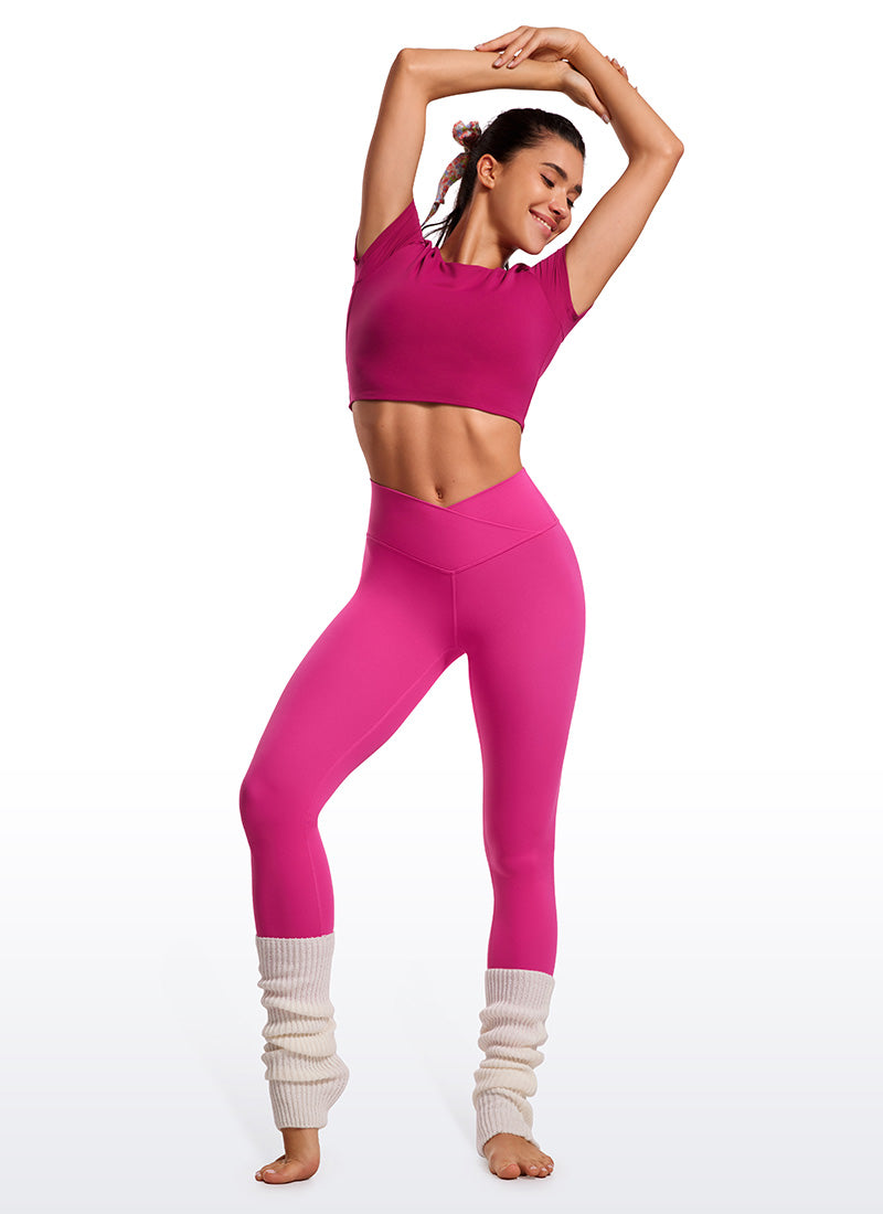 CRZ YOGA Butterluxe Leggings con Cintura Cruzada en V para Mujer Púrpura Hibisco