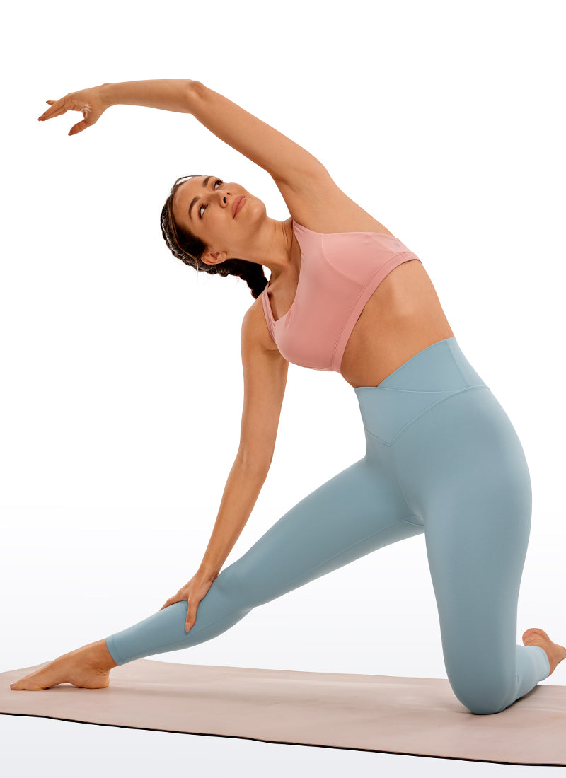 CRZ YOGA Butterluxe Leggings con Cintura Cruzada en V para Mujer Azul grisáceo claro