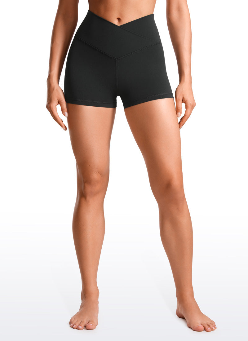 CRZ YOGA Mujeres Biker Shorts Alta Cintura Butterluxe V Cross 3 pulg. Negro