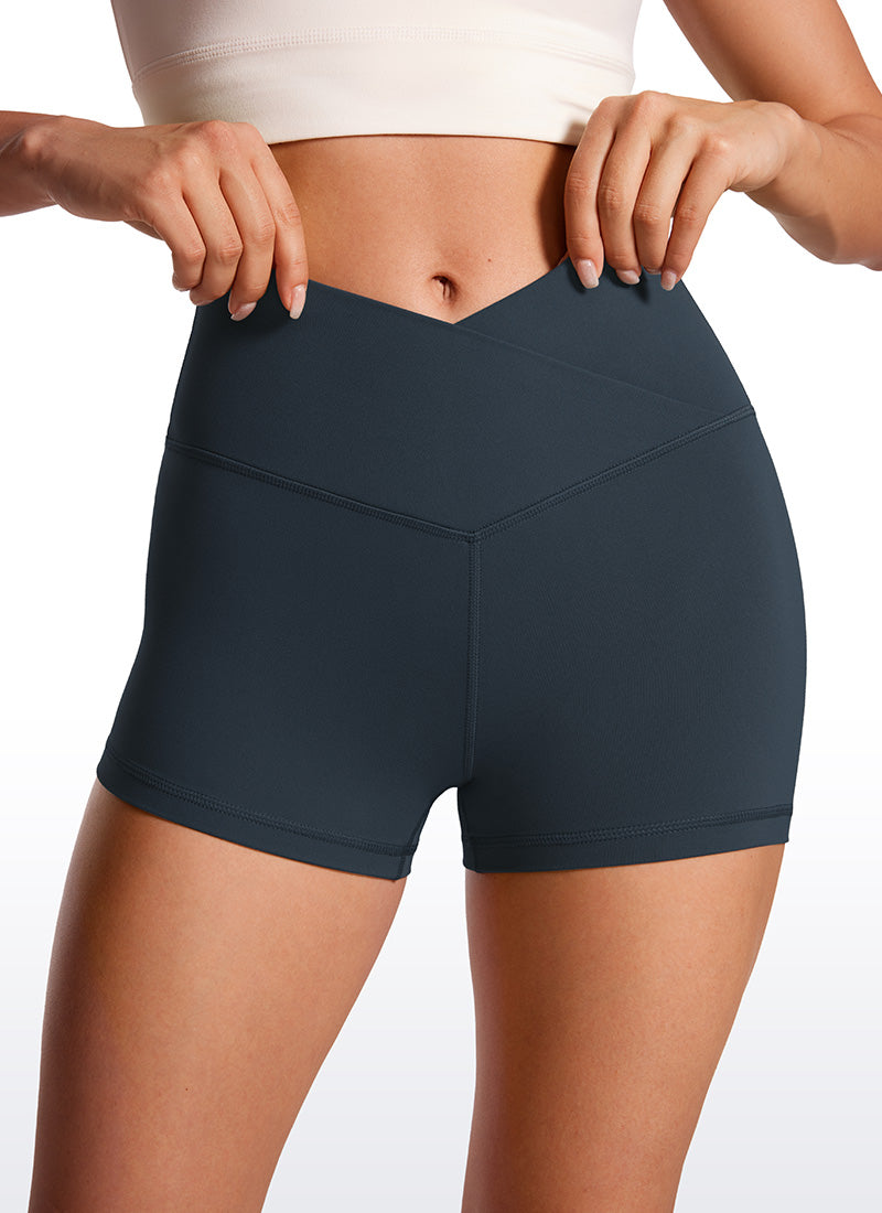 CRZ YOGA Mujeres Biker Shorts Alta Cintura Butterluxe V Cross 3 pulg. True Navy