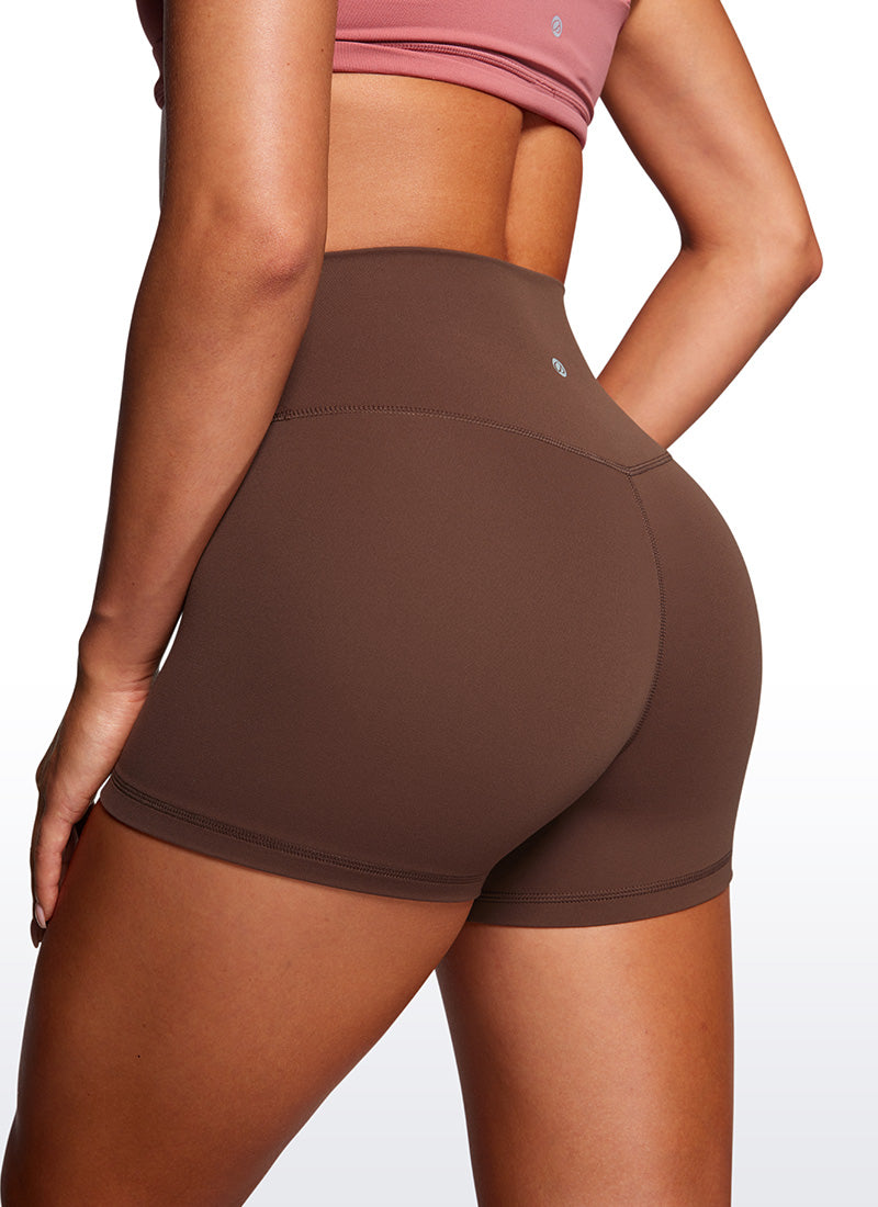 CRZ YOGA Mujeres Biker Shorts Alta Cintura Butterluxe V Cross 3 pulg. Café Morena