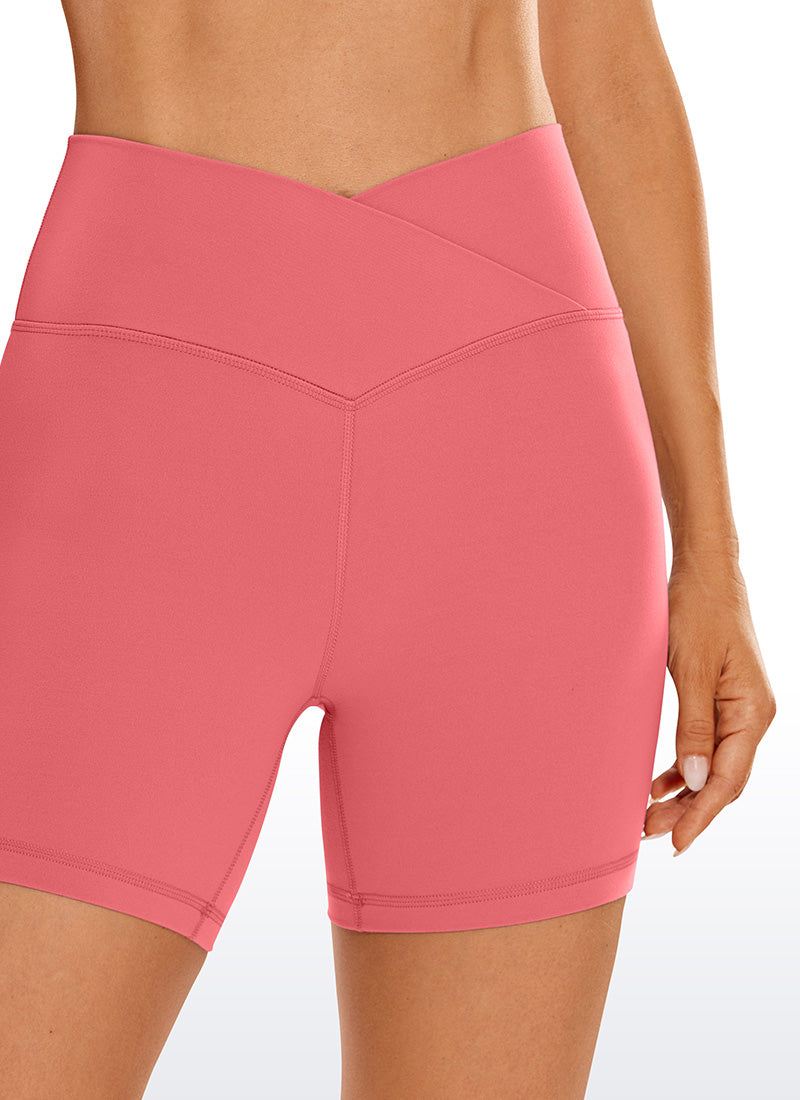 CRZ YOGA Butterluxe Leggings Cortos con Cintura en V de 5 Pulgadas para Mujer Sorbete de Frambuesa