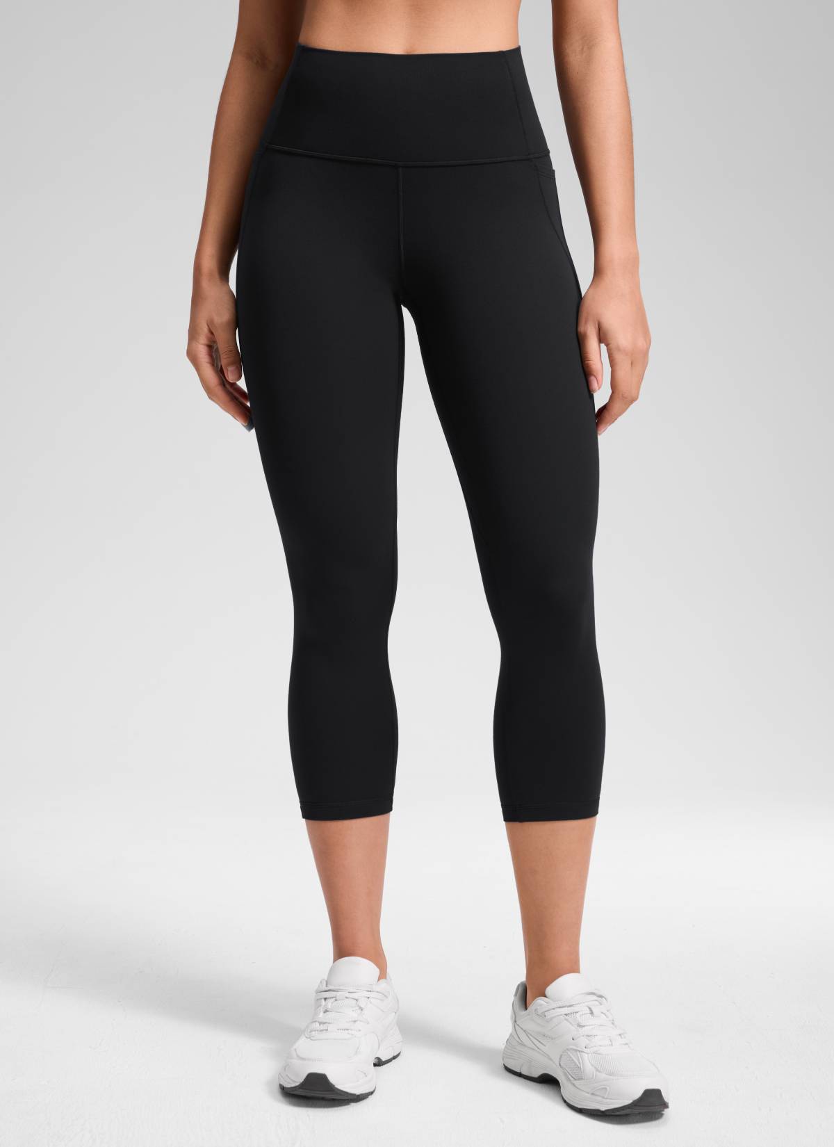CRZ YOGA Capri de Yoga con Bolsillos de 21 Pulgadas para Mujer Negro