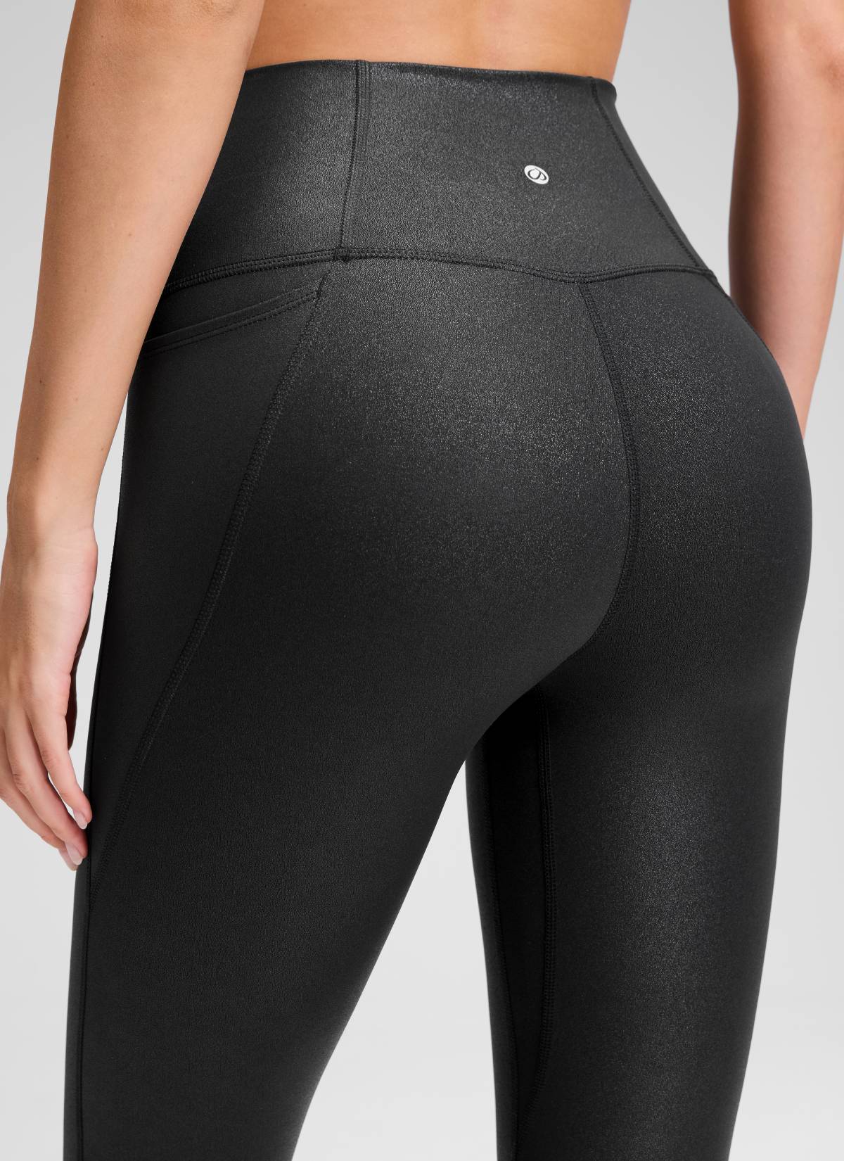 CRZ YOGA Capri de Yoga con Bolsillos de 21 Pulgadas para Mujer Cuero clásico negro