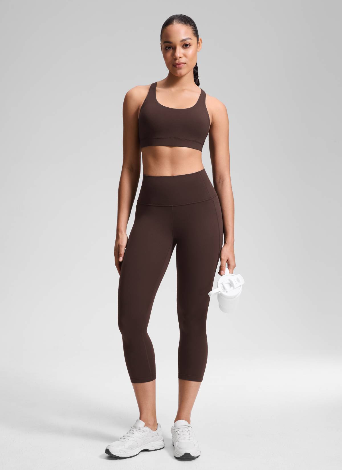 CRZ YOGA Capri de Yoga con Bolsillos de 21 Pulgadas para Mujer Marrón Fudge Caliente
