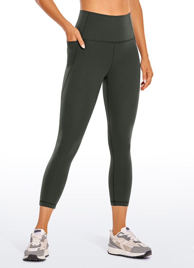 CRZ YOGA Capri de Yoga con Bolsillos de 21 Pulgadas para Mujer Gris oliva