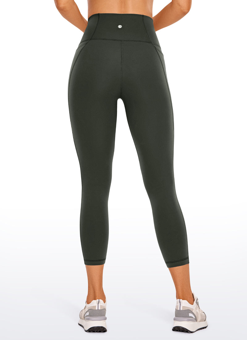 CRZ YOGA Capri de Yoga con Bolsillos de 21 Pulgadas para Mujer Gris oliva