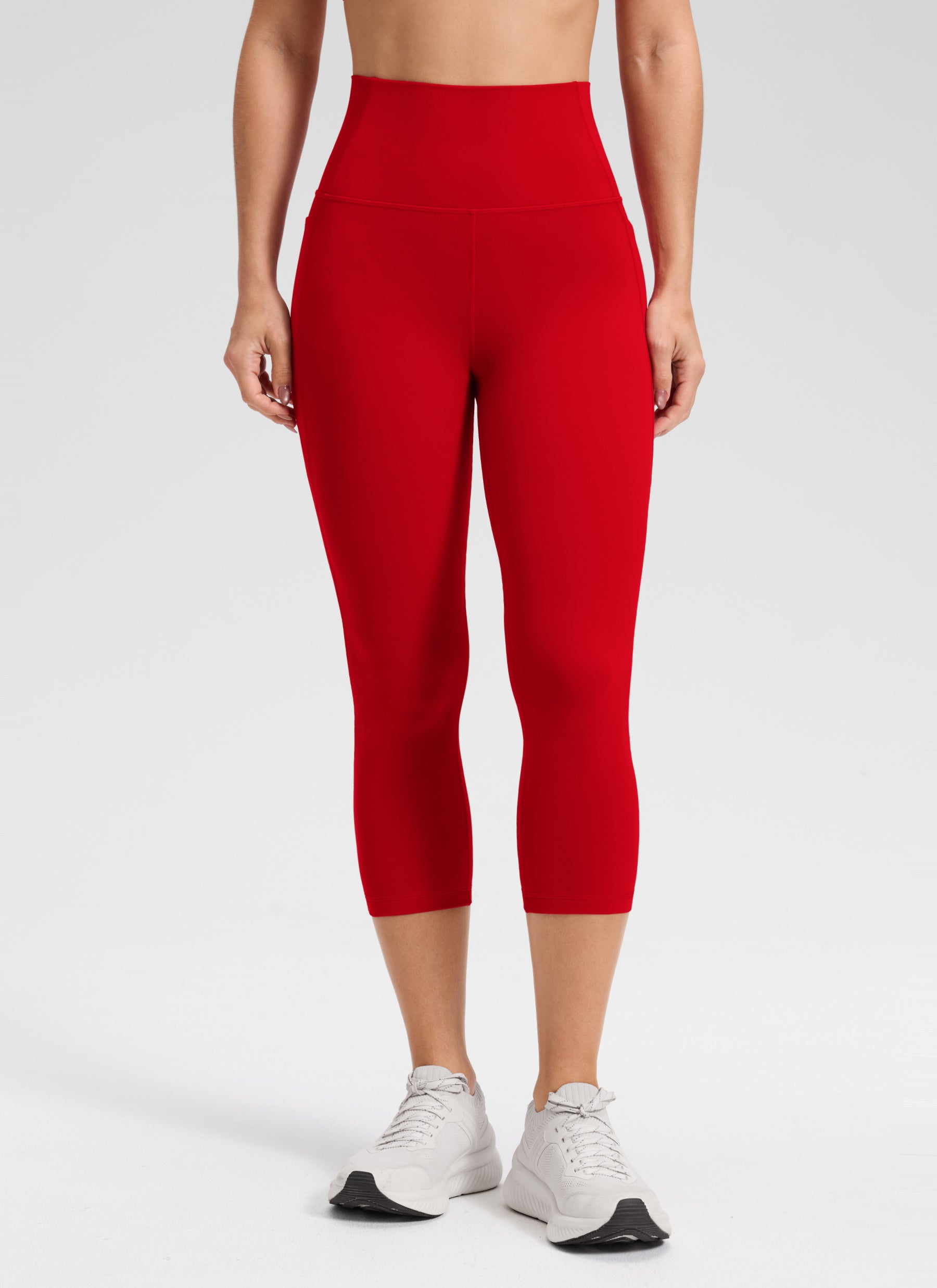 CRZ YOGA Capri de Yoga con Bolsillos de 21 Pulgadas para Mujer Chile Rojo